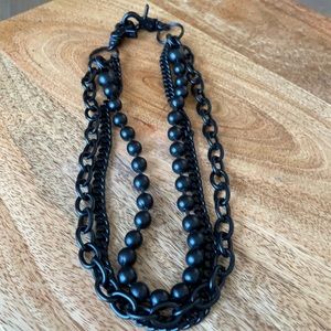 23 inch Black modern chain 3 tiered necklace